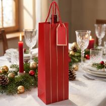 Article Sac cadeau sac à bouteille papier rouge or 9×12×36cm 1 pièce