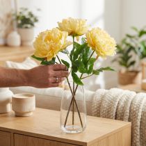 Article Pivoine artificielle à grande fleur pour une décoration intérieure florale intemporelle, 60 cm, lot de 3