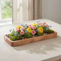Article Plateau oblong décoratif, bois d'acacia, finition naturelle, 40×15cm