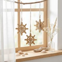 Article Décoration de volant en bois pendentif poisson en métal Ø12cm 3pcs