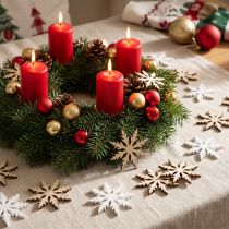 Article Flocon de neige en bois Déco de table Blanc Nature Ø3cm 48 pcs