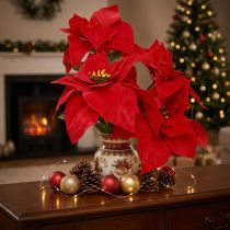 Article Poinsettia Étoile de Noël Rouge Artificiel L55cm 2pcs