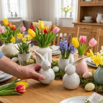 Article Figurines décoratives lapin de Pâques lapins à pois 17cm 2pcs