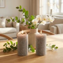 Article Bougies de couleur unie gris 85x150mm 2pcs