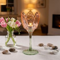 Article Porte-bougie chauffe-plat en verre en forme de tulipe, style vintage, décoration romantique pour la maison, 20 cm