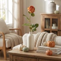 Article Rose artificielle orange, rose artificielle, rose décorative L74cm Ø7cm