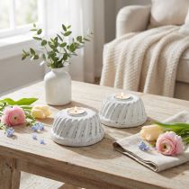 Article Bougeoir Moule à kouglof Shabby Chic Blanc Ø7,2cm H3cm 2pcs