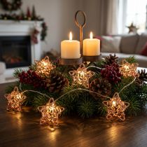 Article Guirlande lumineuse LED étoiles minuterie micro LED intérieur cuivre 1.90m