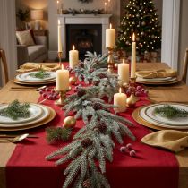Article Guirlande de Noël, guirlande de sapin avec pommes de pin et effet givré, décoration de 180 cm pour une ambiance festive