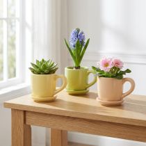 Article Tasse à café, objet décoratif pour une table élégante avec plantes, 11 cm, lot de 3