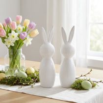 Article Figurine de lapin simple, objet décoratif pour compositions printanières modernes, 22 cm, lot de 2