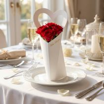 Article Sac à fleurs roses emballage cadeau blanc 46cm 12 pcs