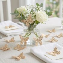Article Décoration à disperser en métal mini papillons doré 3cm 50 pcs