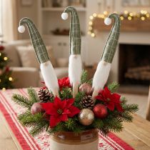 Article Père Noël sur bâton Lutin de Noël vert 57 cm 4 pièces