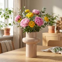 Article Vase à fleurs en métal émaillé marron cappuccino Ø17cm H23cm