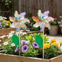 Article Fleur de moulinet irisée avec moulin à vent à feuilles Ø17,5cm 2pcs