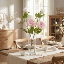 Article Décoration Pivoines Rose 3 Fleurs Longue Tige L80cm 2pcs
