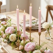 Article Bougies coniques, couleur unie, rose clair, rose, 22 × 240 mm, lot de 12