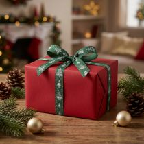 Article Ruban de Noël avec sapins ruban cadeau vert 15mm 20m