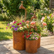 Article Jardinière Décorative Patine Métal Avec Robinet H25/37/43cm Lot de 3 pcs