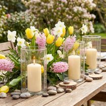 Article Bougeoir lanterne en verre transparent Ø9,5cm H15cm 6pcs