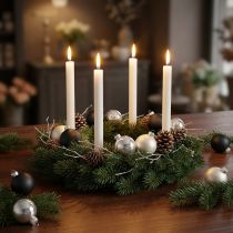 Article Mini boule de Noël, mélange décoration sapin, décoration de l'Avent noir/argent/nacre H4,5cm Ø4cm verre véritable 24 pcs