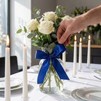 Article Ruban cadeau, ruban décoratif, ruban taffetas, bleu foncé, 25 mm × 50 m