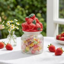 Article Pot à bonbons avec couvercle pot à biscuits fraise Ø11cm H18cm