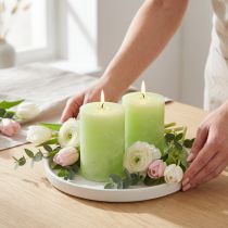 Article Bougie bougies piliers de couleur unie vert citron 85×120mm 2 pcs