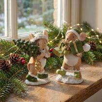 Article Décoration de Noël souris vert marron H8cm 2 pcs