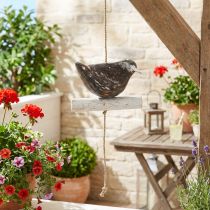 Article Décoration suspendue été oiseau en bois marron naturel blanc 118cm