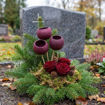 Article Cloche sur pied décoration sèche fleuristerie funéraire vin rouge 15 pcs