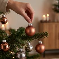 Article Mini boules de Noël verre abricot argent Ø3cm 22 pcs
