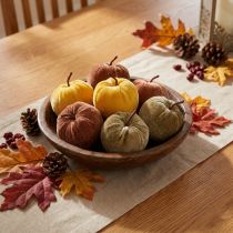 Article Pommes décoratives en tissu velours pomme marron jaune Ø5cm H6cm 12 pcs