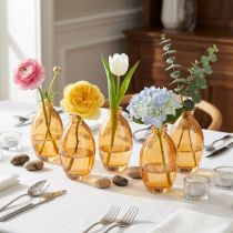 Article Vase bulbeux mini vases en verre orange Ø7cm H12cm 6 pcs