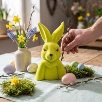 Article Buste de lapin de Pâques Thinking Bunny – 2e qualité – Jaune-vert 16,5 × 13 × 27 cm