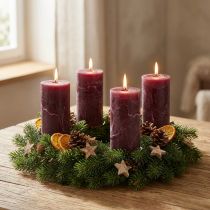Article Bougies colorées unies bordeaux 50x100mm 4pcs