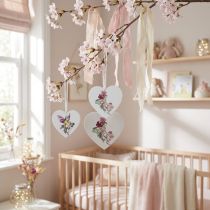 Article Coeur décoratif à suspendre, décoration pendentif coeur elfe 12cm 6pcs