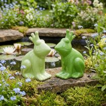 Article Grenouille décorative en céramique, décoration d'été couple prince grenouille 13×8×16cm 2pcs