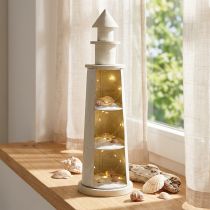 Article Phare Shabby Chic Crème Déco Maritime Ø13cm H41.5cm