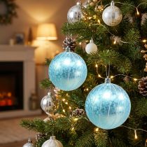 Article Boule de Noël en plastique bleu-turquoise Ø 8 cm 2 p.