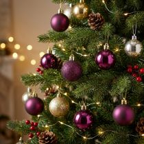 Article Mini boules de Noël en plastique violet Ø3cm H3,5cm 14 pcs
