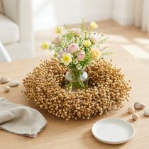 Article Couronne décorative bohème, couronne décorative en lin, couronne naturelle, séchée, Ø28cm