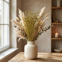 Article Fleurs de lin séchées décoratives vert olive 50 g