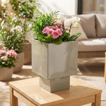 Article Pot de fleurs cubique vert, 22 cm, avec support surélevé