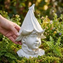 Article Figurine décorative de tête de gnome pour une touche d'élégance dans le jardin et le salon, grise, 30 cm