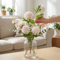 Article Plante boule de neige fleurs artificielles rose blanc L78cm 2pcs