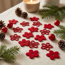 Article Décoration à disperser fleur en feutre rouge assorti en mélange Ø4cm 72 pcs