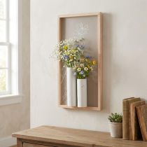 Article Décoration murale en bois avec vases en céramique H35cm style champêtre