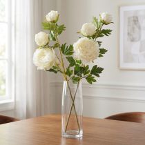 Article Pivoines artificielles à 3 fleurs Blanc crème 81cm 2pcs